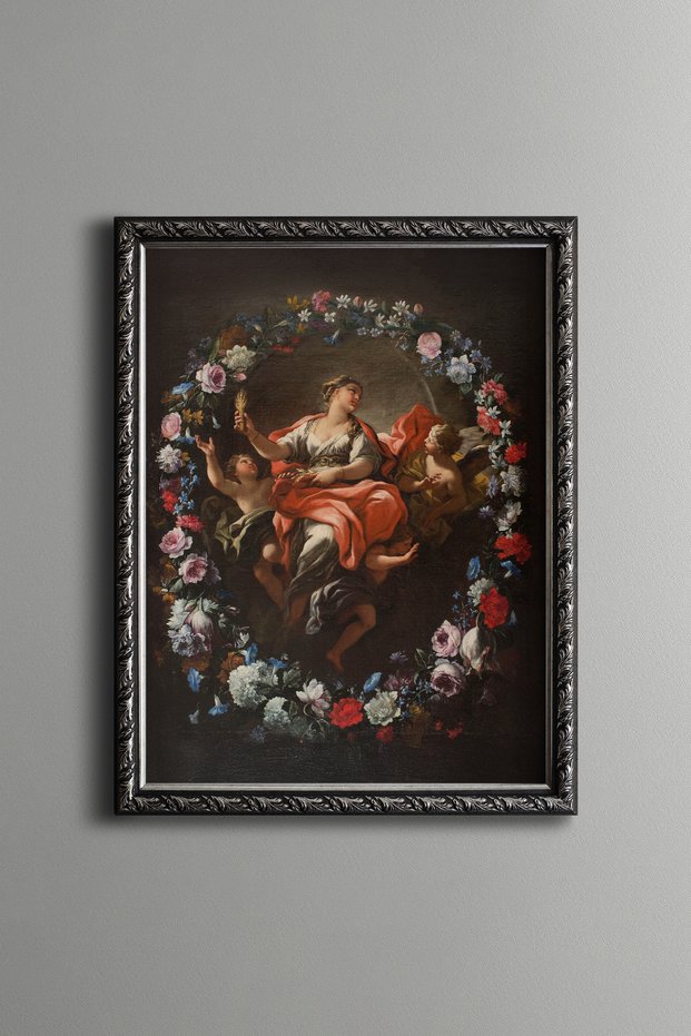 Floral Allegorical Figure - Vintage Patterned Frame
