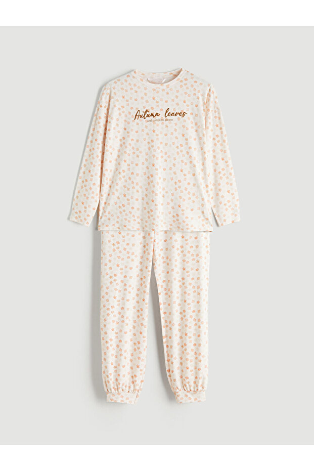 Bisiklet Yaka Çiçekli Kadın Pijama - 1