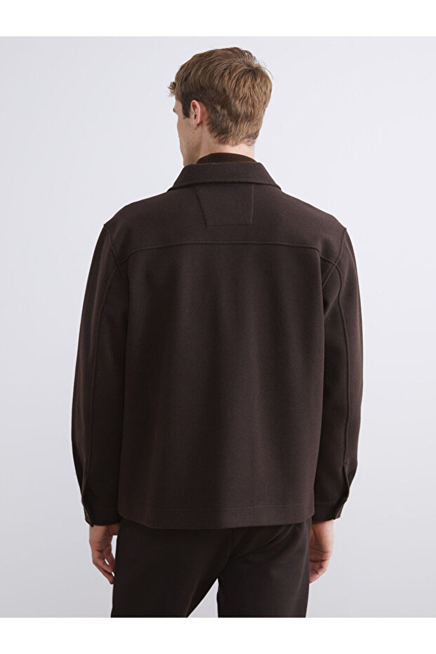 Regular Fit Uzun Kollu Kaşe Erkek Gömlek Ceket - 4