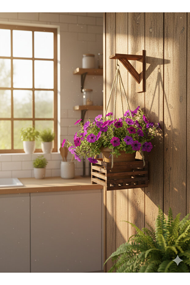 Halatlı Ahşap Çiçeklik - 3