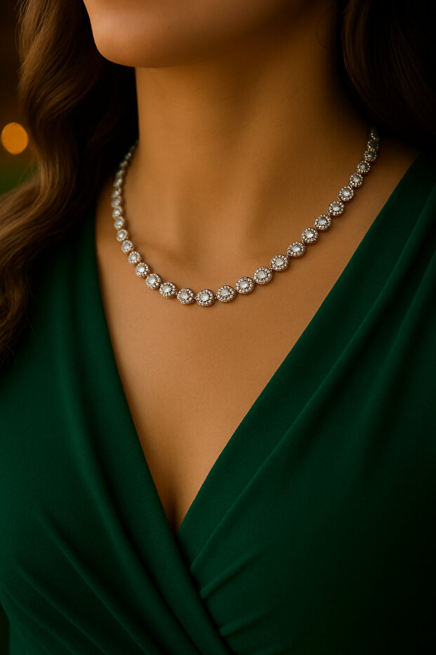 SİLVER TAŞLI KOLYE - 1