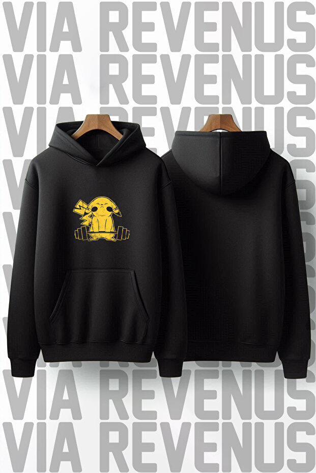 Pikachu Gym Printed Hooded Sweatshirt