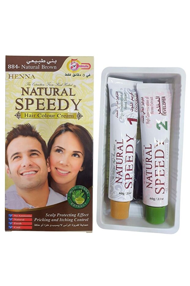 Henna Speedy Professional Hair Colour Cream Set Natural Brown