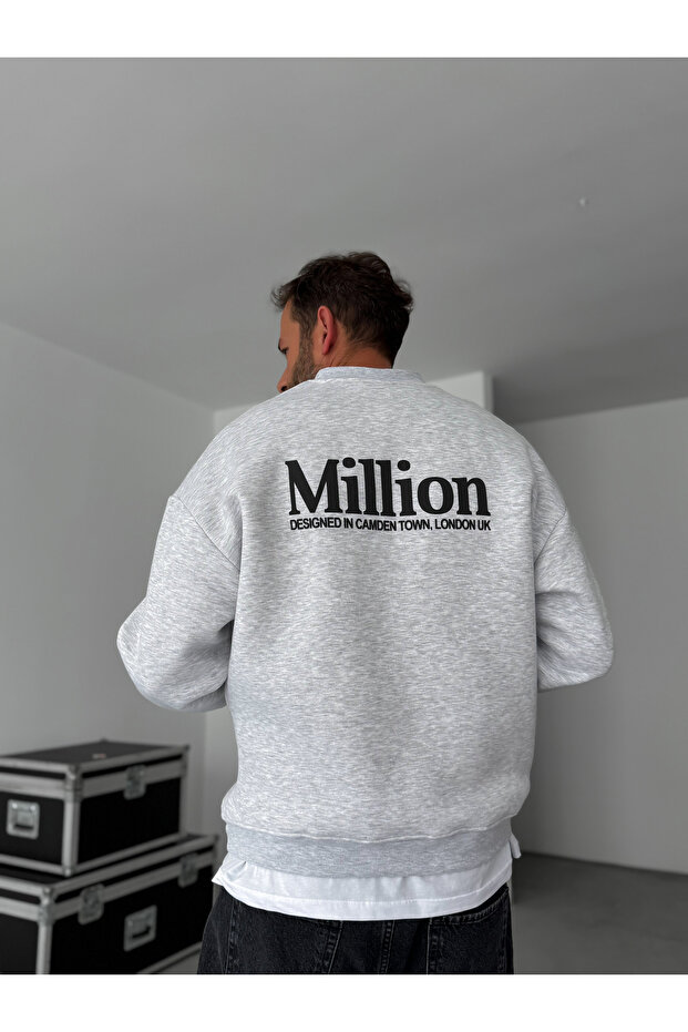 Gray Collar Buttoned Million Sweatshirt Hm-0007 - 1