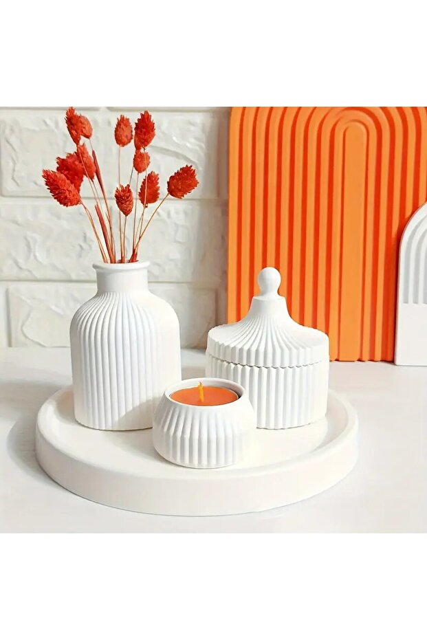 Decorative 4 Piece Vase Candle Holder Tray and Box Set Bohemian Style Decoration Trinket Set