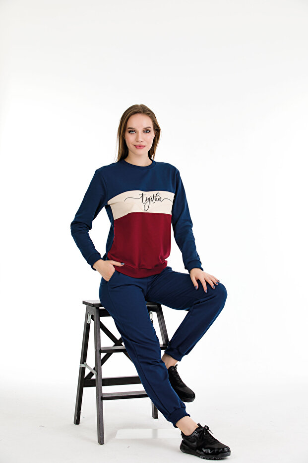 طقم بدلة رياضية ناعمة برقبة دائرية وجيبين من خيوطين - 2