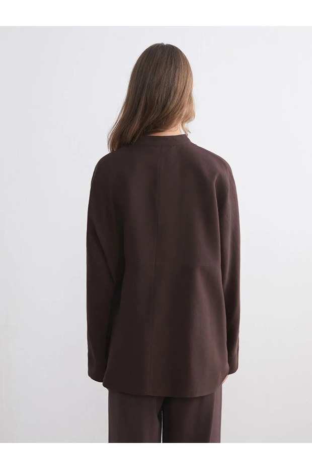 LCW Modest Kahverengi Oversize Kadın Gömlek Tunik - 3