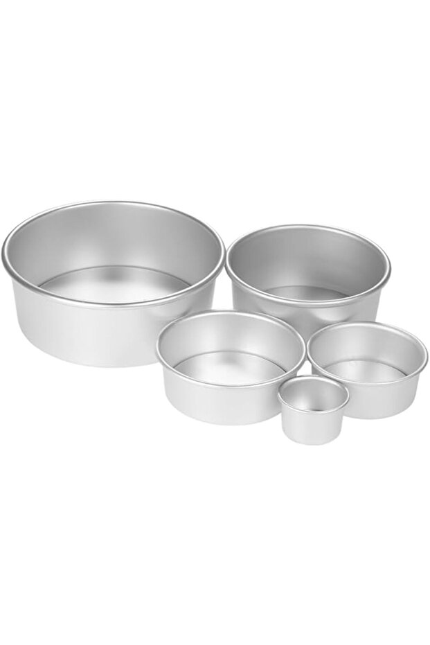 5pcs/set Aluminum Alloy Round Cake Mould Chiffon Cake Baking Pan Pudding Cheesecake Mold Set