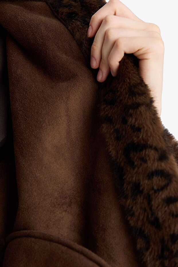 Regular Fit Leopar Desenli Suni Kürk F2924AX25WN - 6