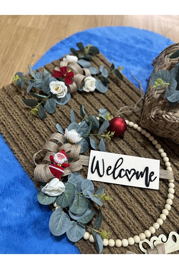 • “Marrone 4’lü Kapı & Ev Dekor Seti – Paspas, Kapı Çelengi, Sepet, Priz Çerçevesi” - 4