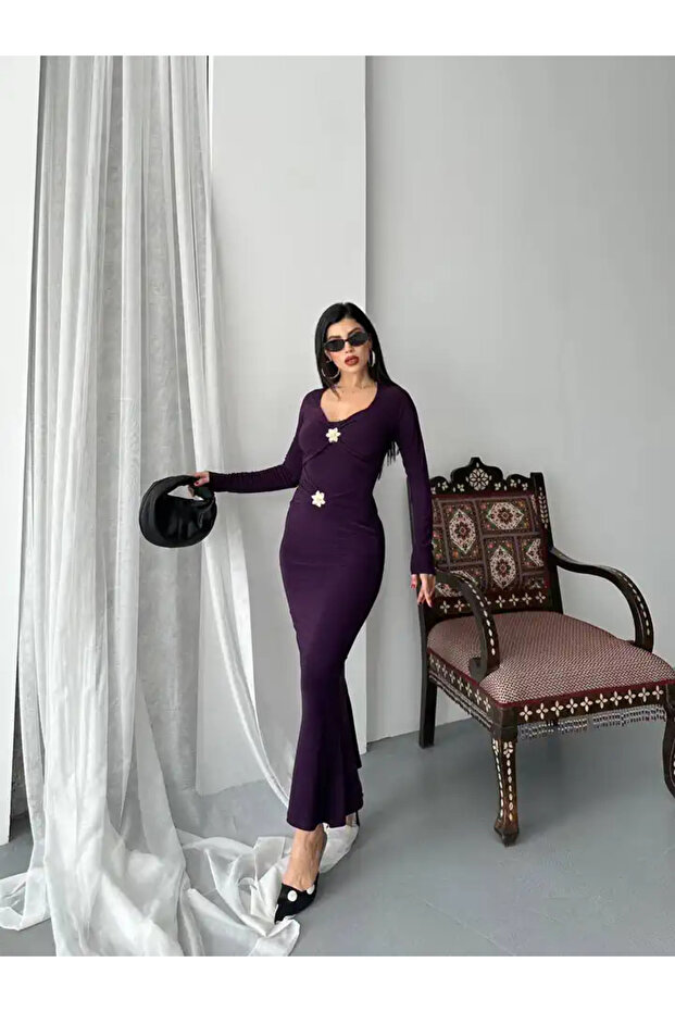 ÖNÜ ÇİFT TOKALI UZUN ELBISE - 1