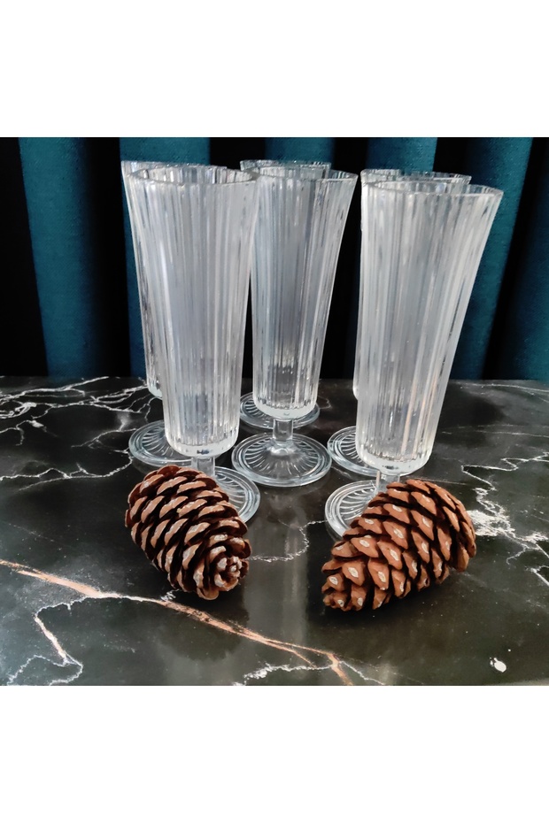 6 Valeria Flutes Coffee Side Cup Line Mod. 140 Cc Volume, 16.5 cm Height. 5 cm Mouth Width