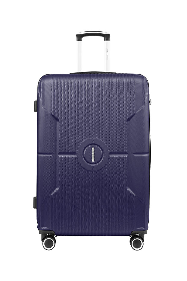 Large 28-Inch ABS Hardside Spinner Luggage Trolley | 30KG Lightweight 8-Wheel Suitcase Navy