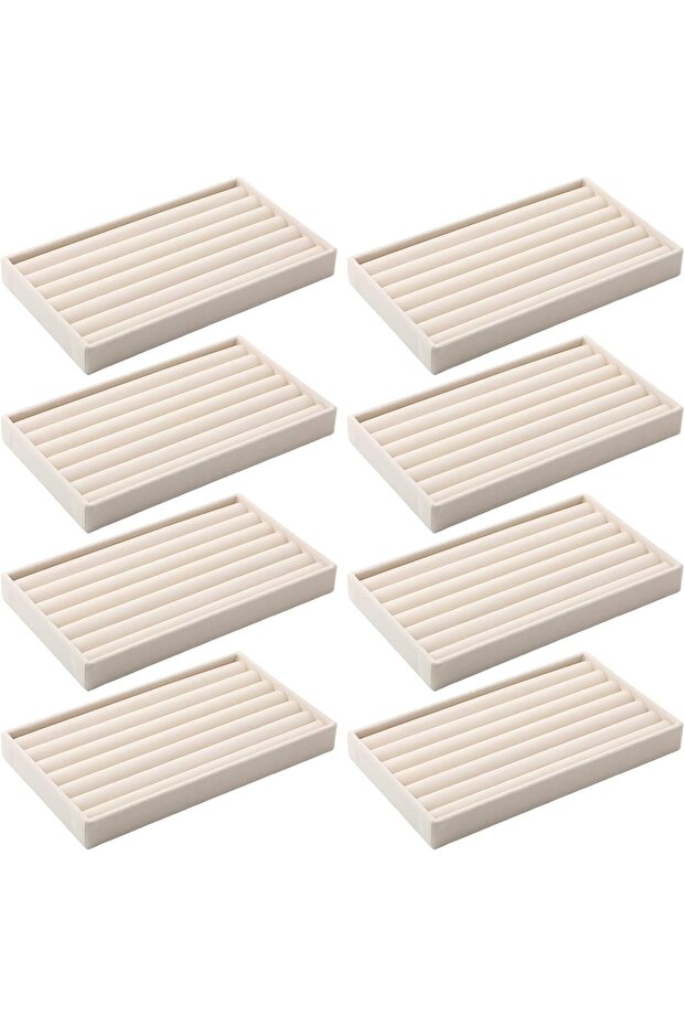 8 Pcs Small Velvet Jewelry Trays Stackable Drawers Organizer Ring Earring Storage Trays, 8.