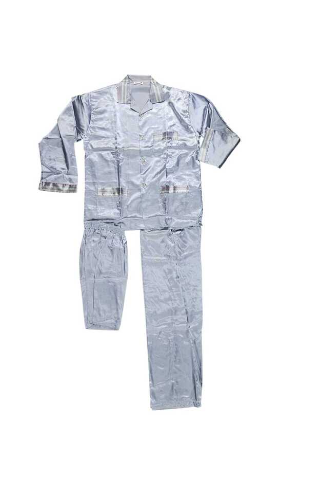 3 parçalı saten erkek pijama takımı - 1
