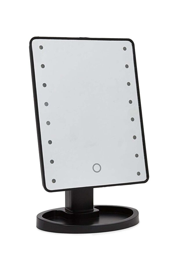 مرآة مكياج مع أضواء LED مدمجة باللون الأسود - 1