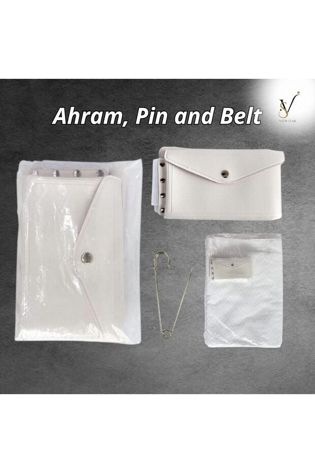 Viewstar Set of 2 Ahram Towels for Mens - Hajj & Umrah Ihram with Built-in Bag & Pins - 7
