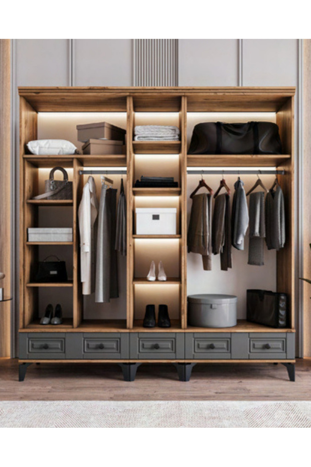 Terra 5 Kapılı Dolap / %100 MDF / Antrasit - 3