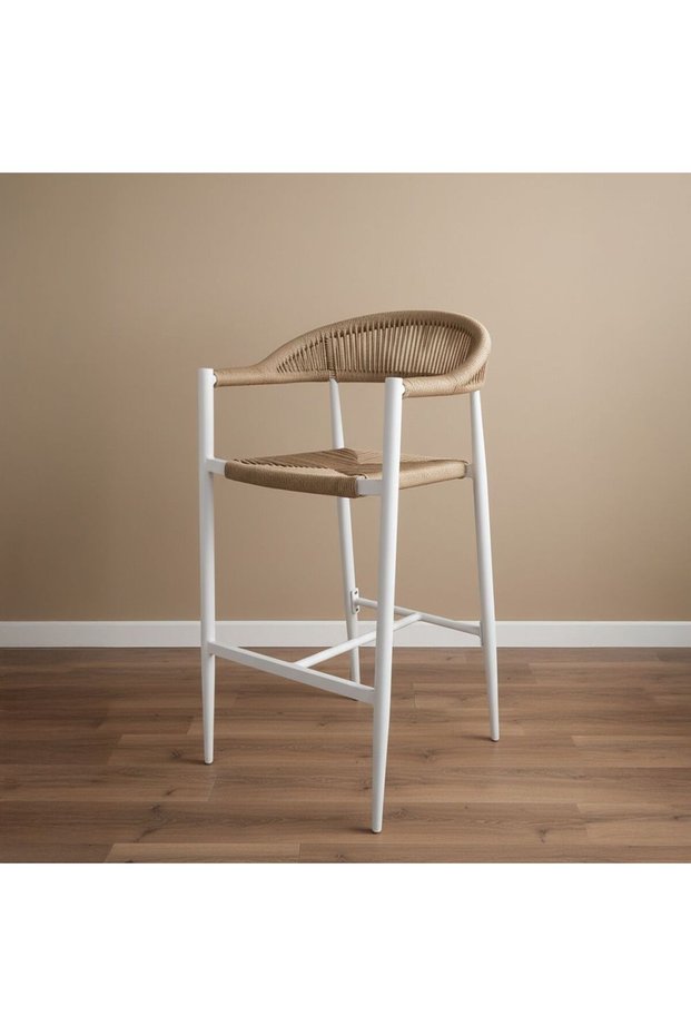 Alma Rope Bar Chair - Modern Outdoor Garden Seating, All-Weather, One Seater, Brown/Red