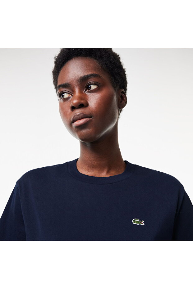 Kadın Relaxed Fit Bisiklet Yaka Lacivert T-Shirt - 2