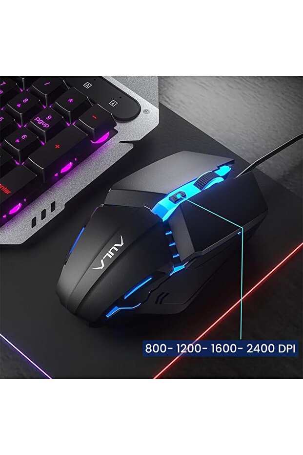 F2023 Gaming Türkçe Q Rainbow Membran 2400DPl Oyuncu Klavye Mouse Set - 5
