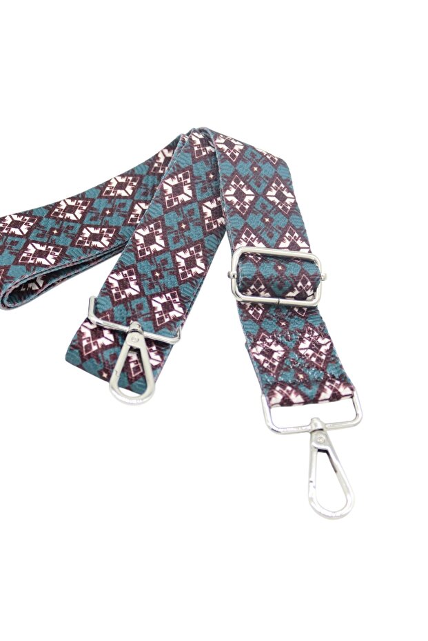 Turquoise Ethnic Patterned Polyester Adjustable Bag Shoulder Strap 4 Cmx 120 cm
