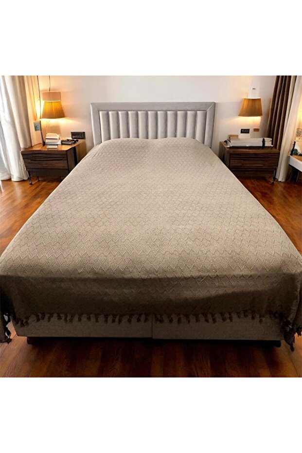 Double Size Diamond Pattern Knitted Pique Set (Multi-Purpose Blanket) Oversized Size - 1