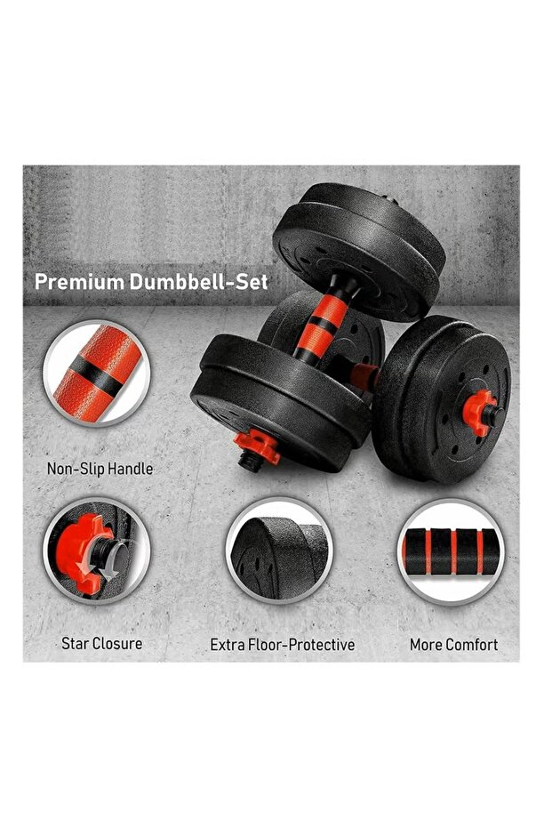 30kg Versatile 7-in-1 Adjustable Dumbbell Set , Transforms into Barbell, Kettlebell & Push-Ups - 7