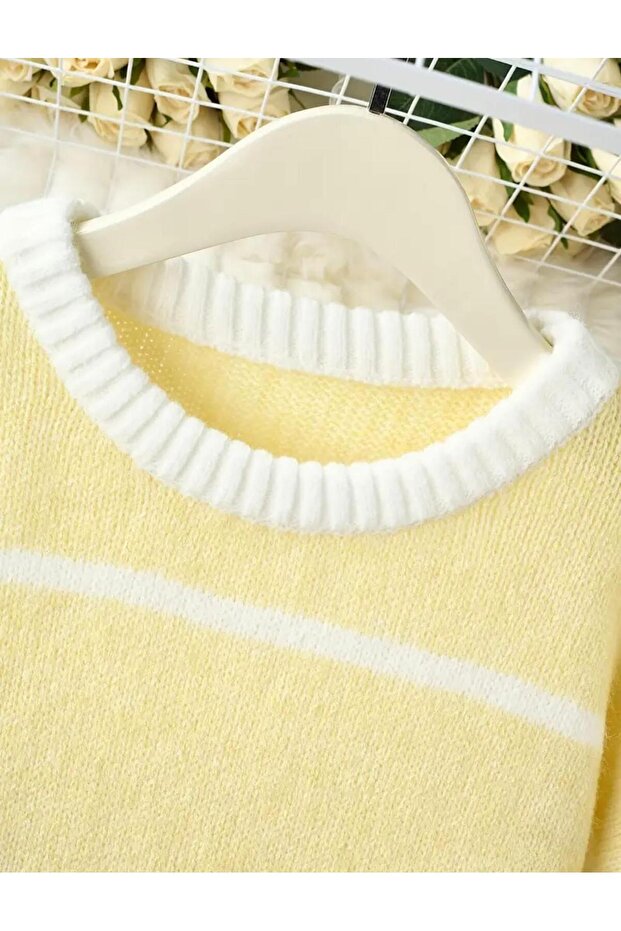 Limon Sarı Bisiklet Yaka Oversize Triko Kazak - 2