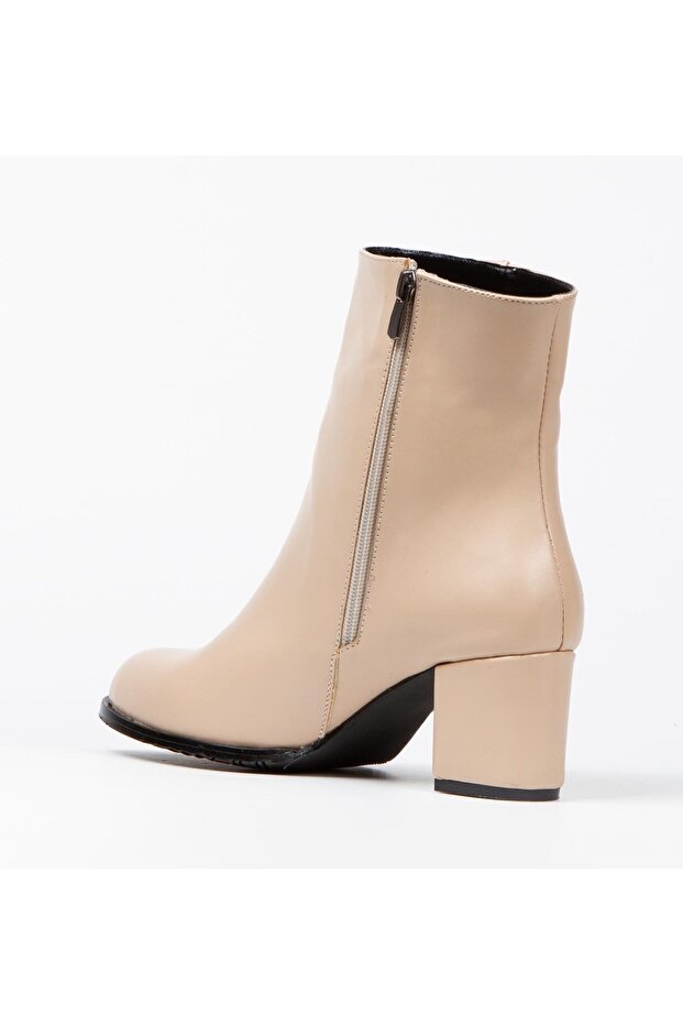 FELİ BEJ DERİ 5 CM TOPUKLU BOT - 3