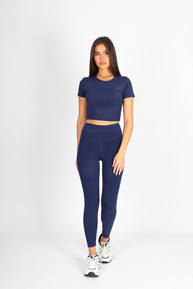 Colanți Slim Fit efect modelator și elastic bleumarin