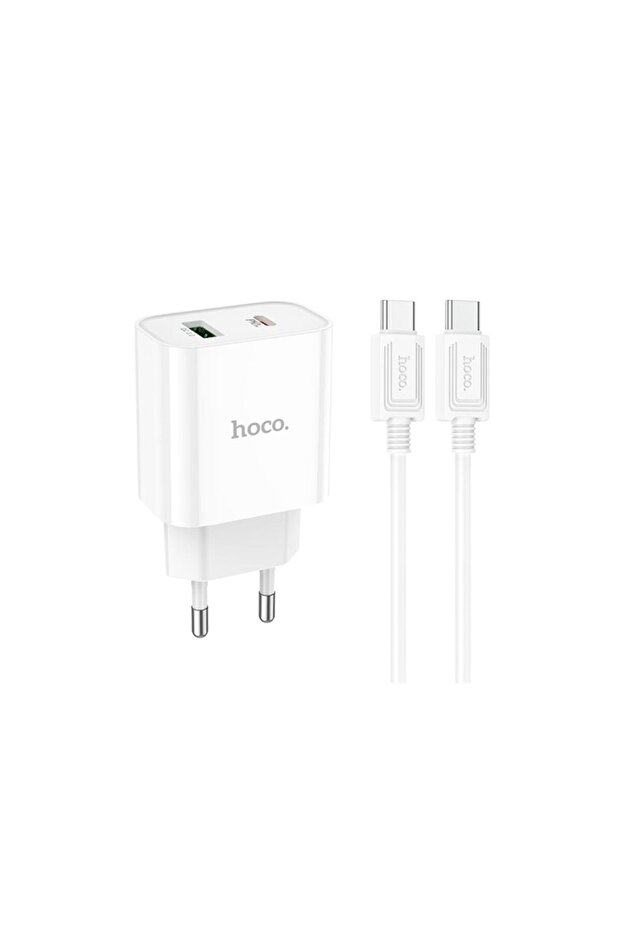 Incarcator Retea (C80A Plus) + Cablu USB-C, 20W, 5V, 3.1A, 1xUSB-C, 1xUSB-A, PD, QC 3.0, White - 2