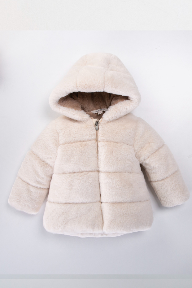 2-7 Years Old Hooded Plush Fleece Inside Girl's Coat