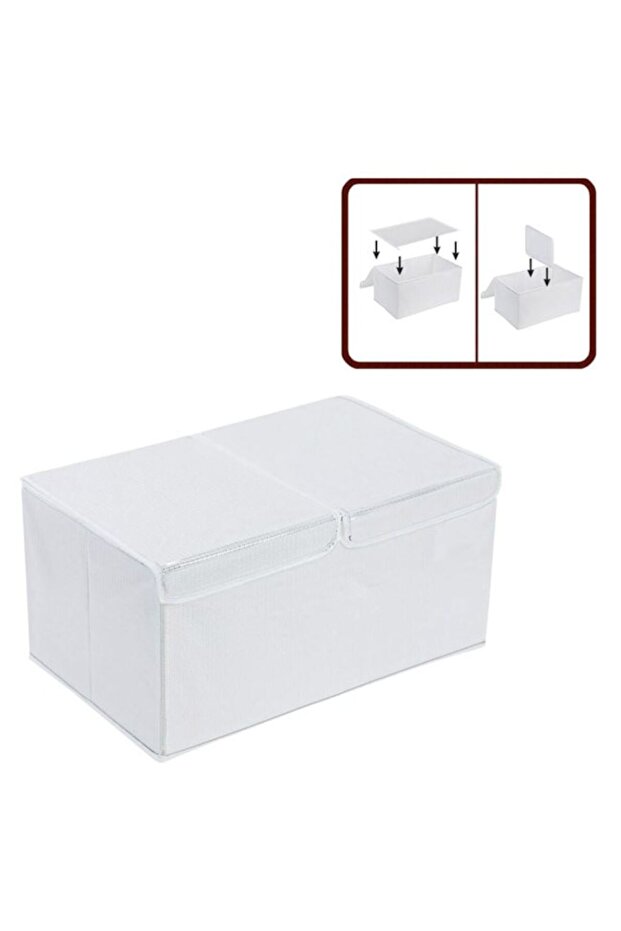 Storage box for clothes or various objects Antbro, with detachable divider and double lid, velcro cl - 2