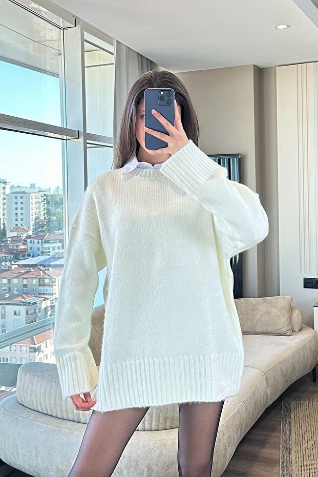 HOLA OVERSİZE KAZAK-beyaz - 2