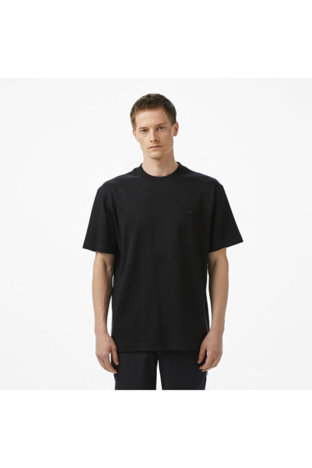Erkek Relaxed Fit Bisiklet Yaka Siyah T-Shirt - 1