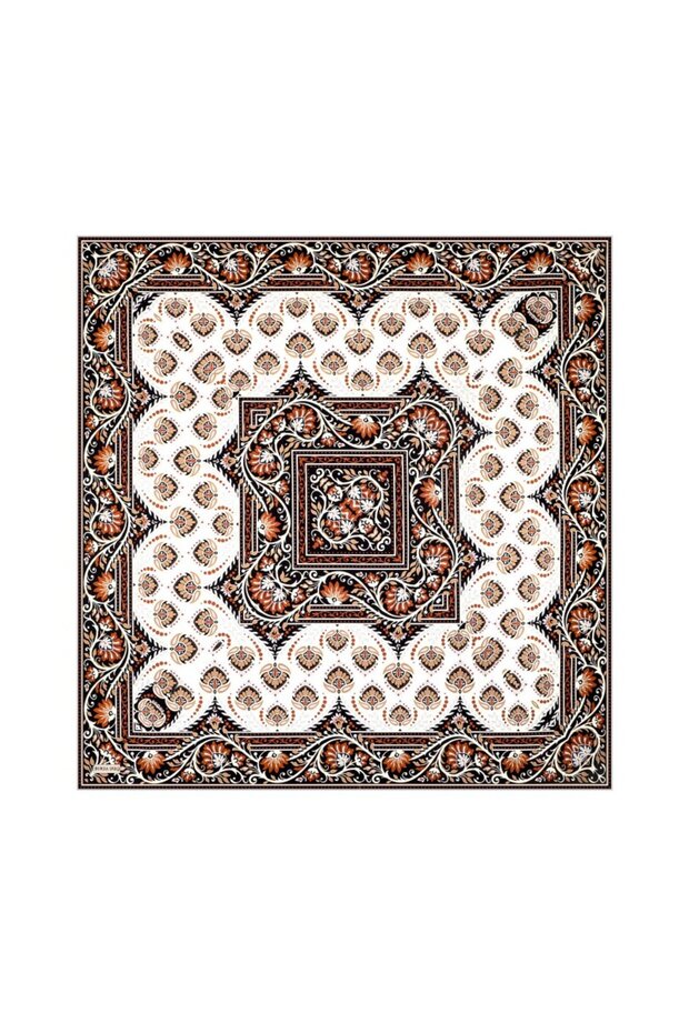 Tile Crown Pattern Twill Silk Scarf - 1