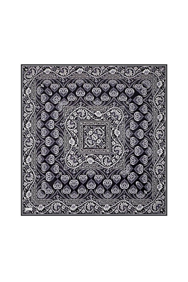 وشاح حريري من التويل بنمط التاج باللون الرمادي - 1