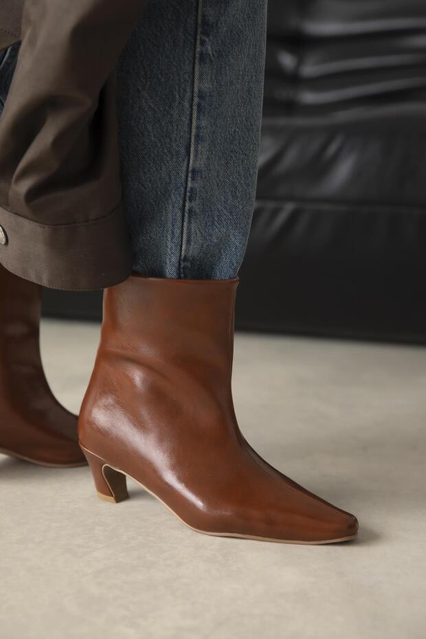 Viva Kadın Kırışık Deri Bot Taba - 1