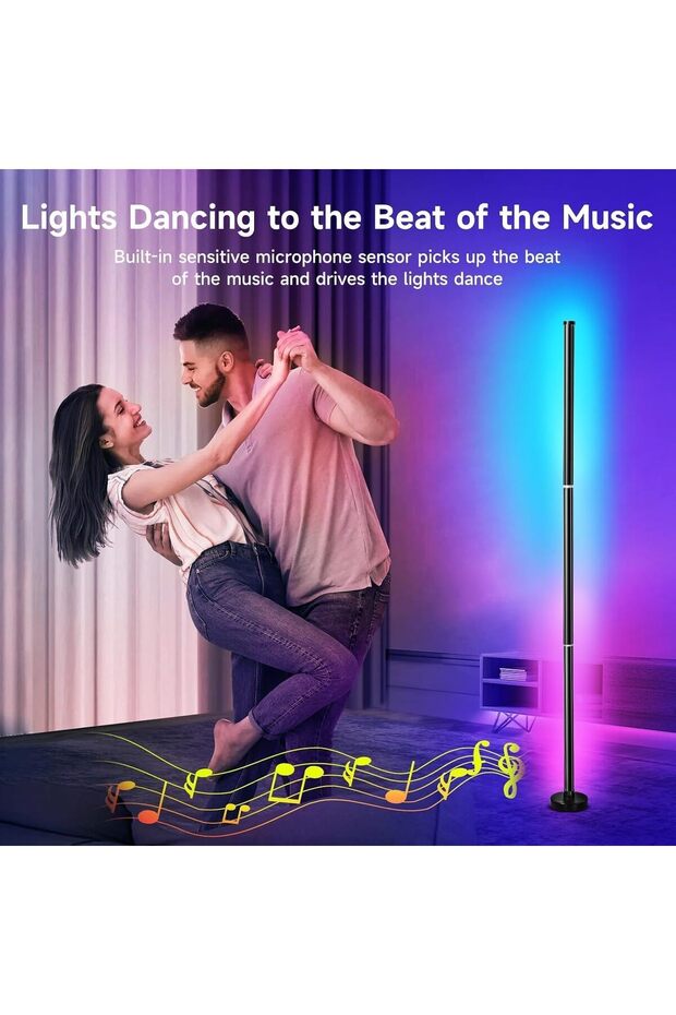 RGB Corner Floor Lamp 48" Smart App & Remote Control LED with Music Sync & DIY Mode - 6