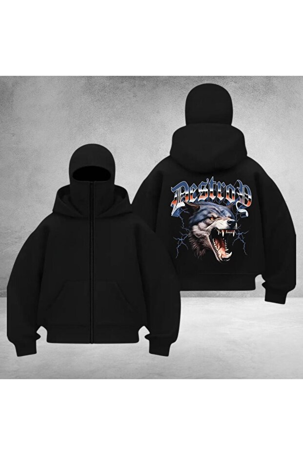 سترة مطبوعة للجنسين بسحاب كامل - 1