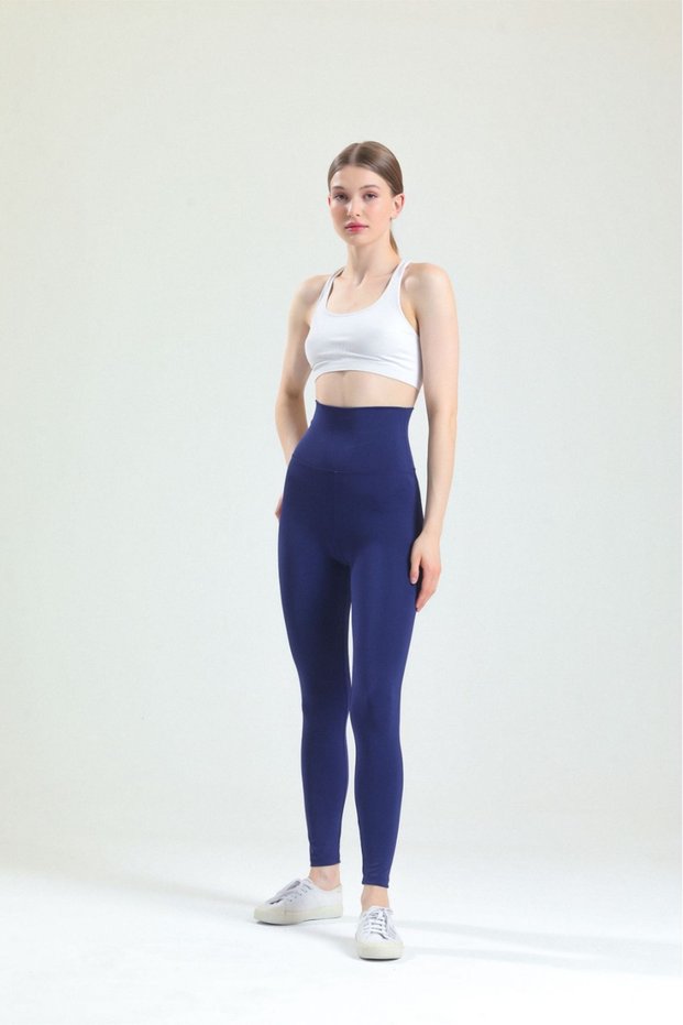 Women's Navy Blue Size Ultra Quality Stylish High Waist Diving Fabric Corset Leggings