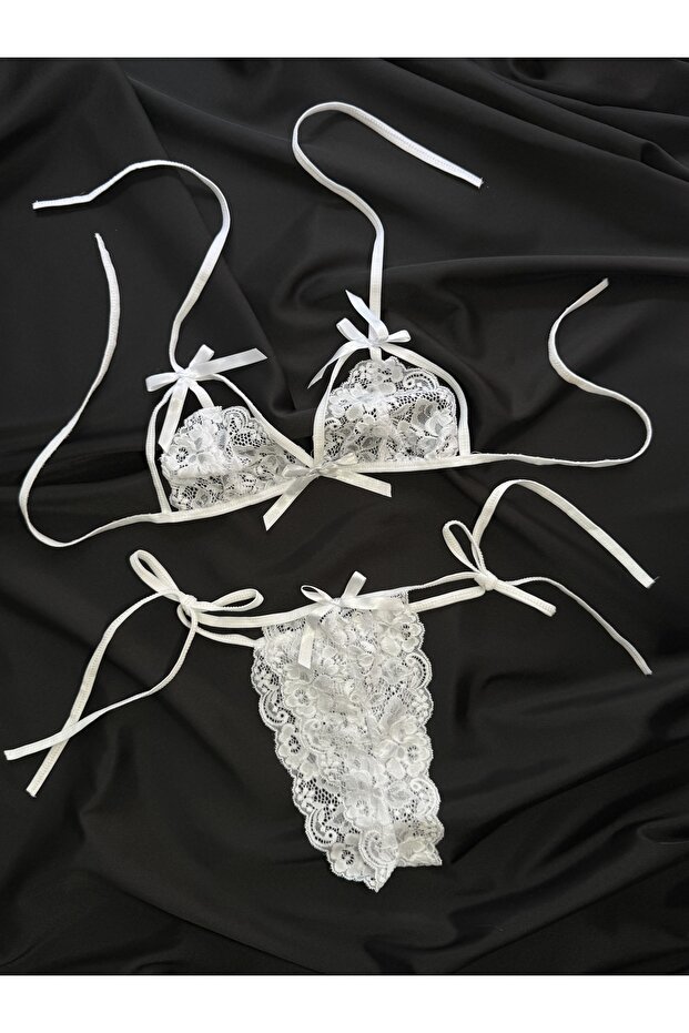 Dantelli Cut Out Kurdele Detaylı İç Çamaşır Takımı - 2