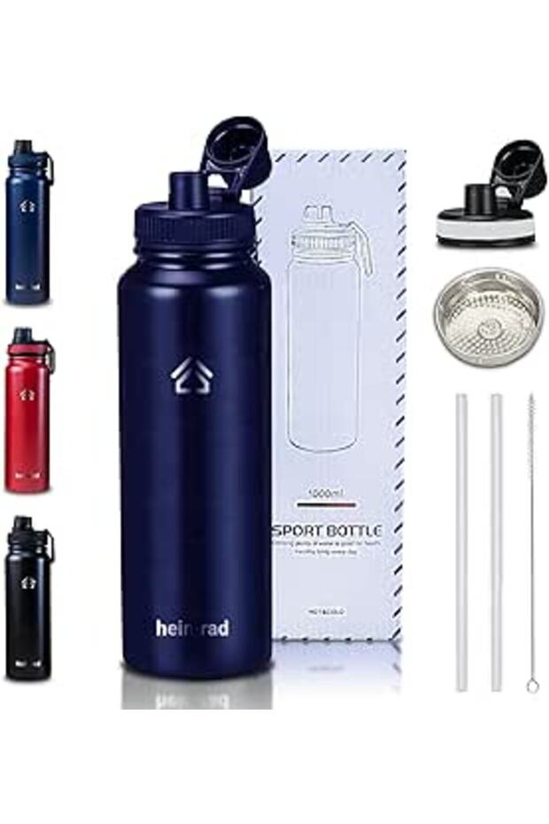HEIMRAD Vacuum Insulated Water Bottle Stainless Steel Water Bottle with Built-in Strainer Hot Cold D