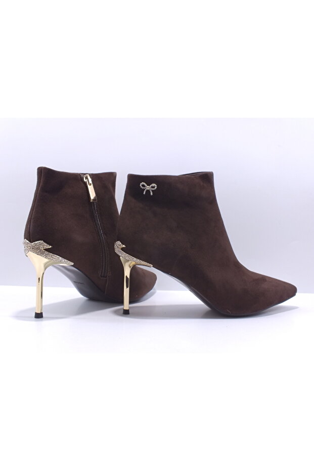 25K417 Süet ince topuk abiye Bot - 4