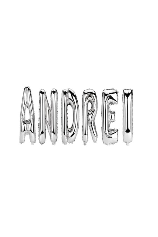 Set Balloons Letters Name Andrei, Silver, 40cm