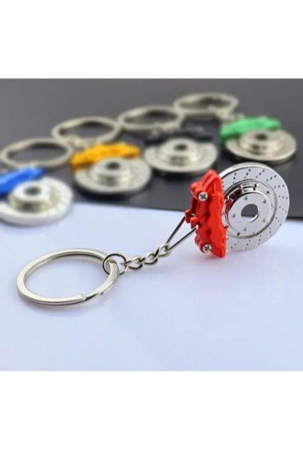 Car Brake Disc Keychain Red