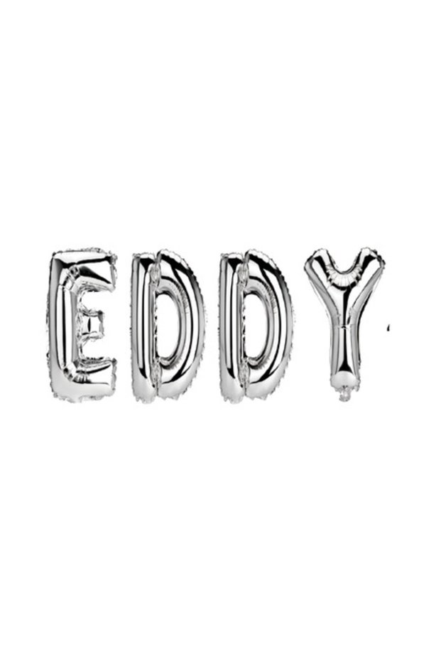 Set Balloons Name Eddy, Silver, 40 cm