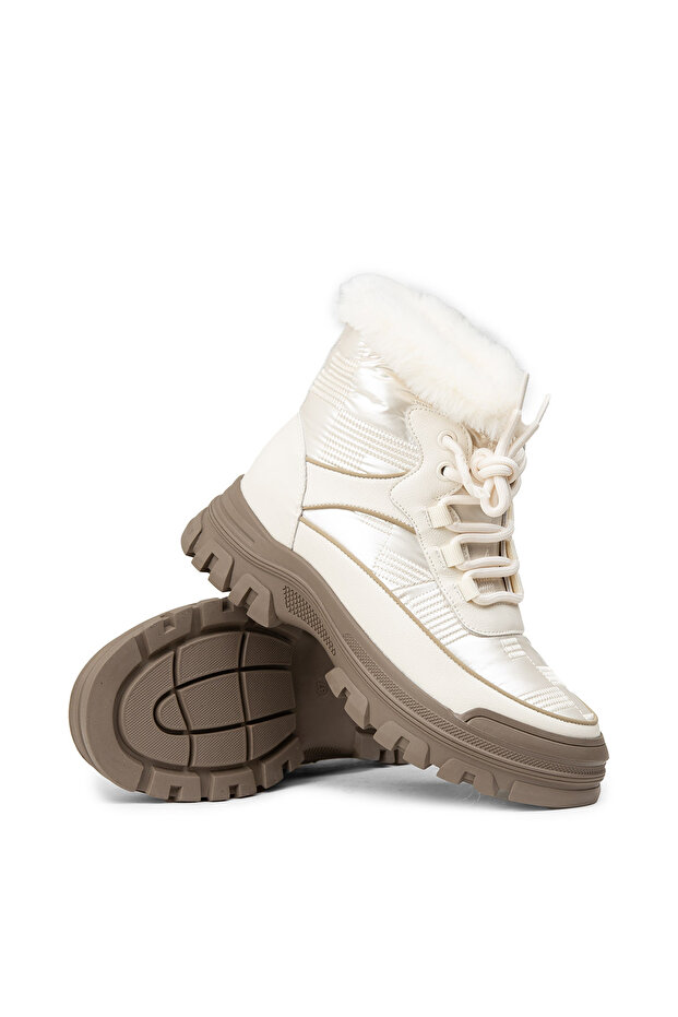 Kadın Beyaz Kürk Bot - 3