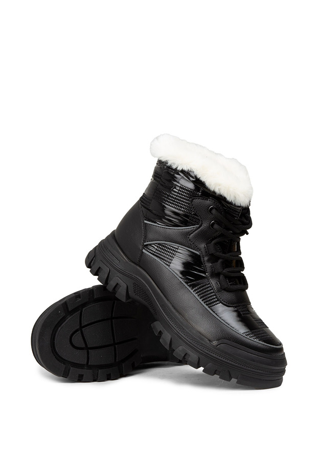 Kadın Siyah Kürklü Bot - 3